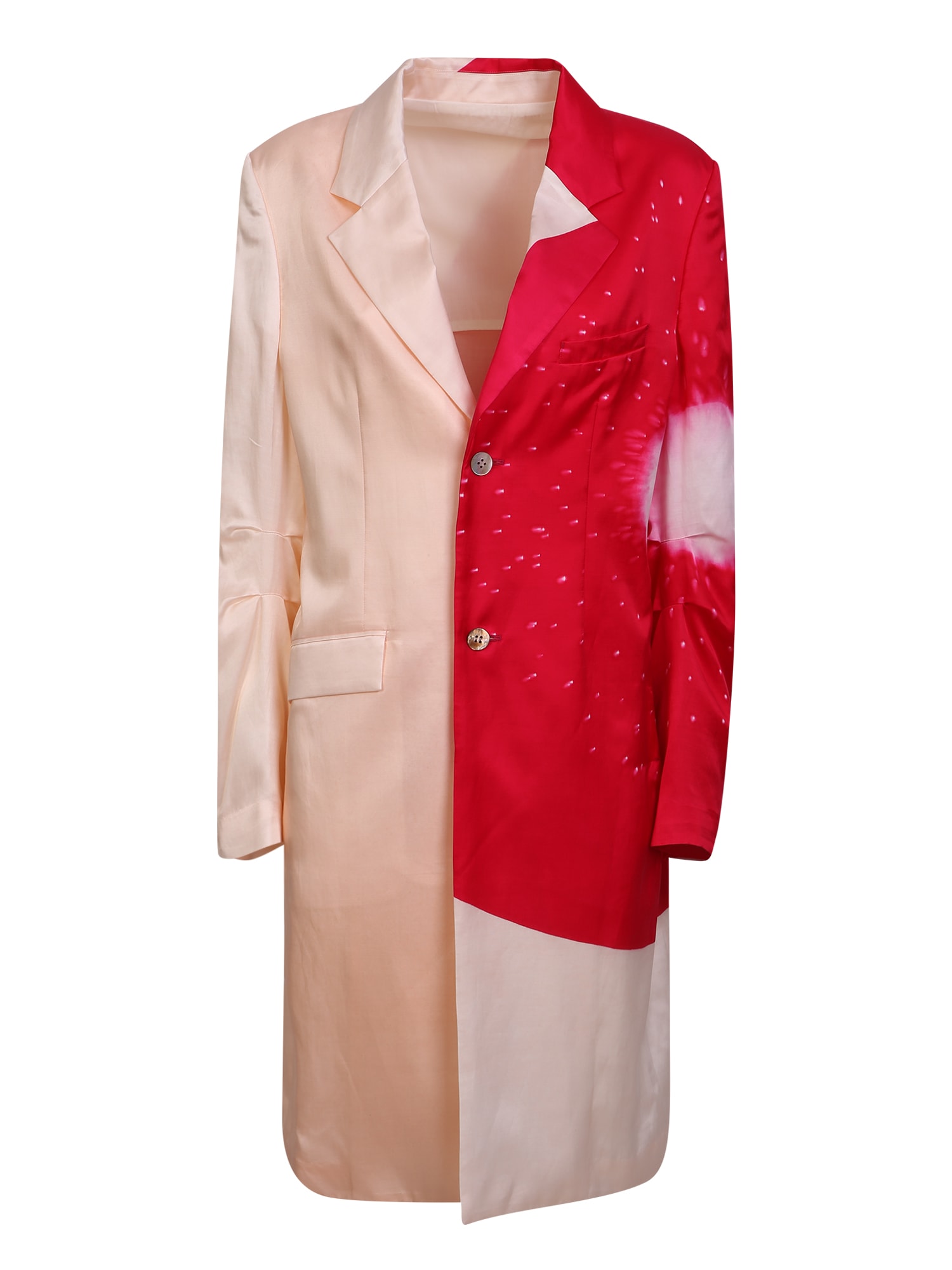 Issey Miyake Slice Tailored Coat Beige/ Dark Pink
