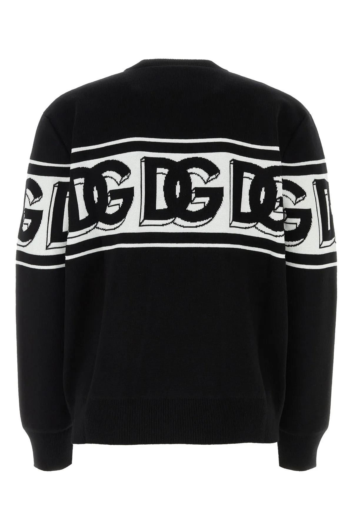 Shop Dolce & Gabbana Black Stretch Polyester Blend Sweater In Nero