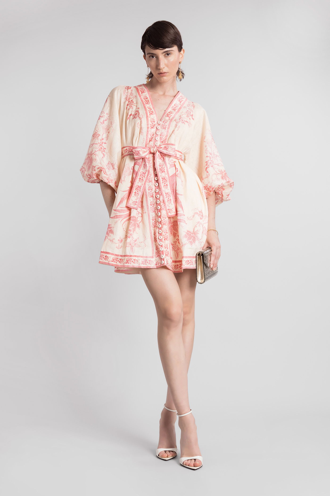 Zimmermann Beige Lucky Printed Mini Dress In White