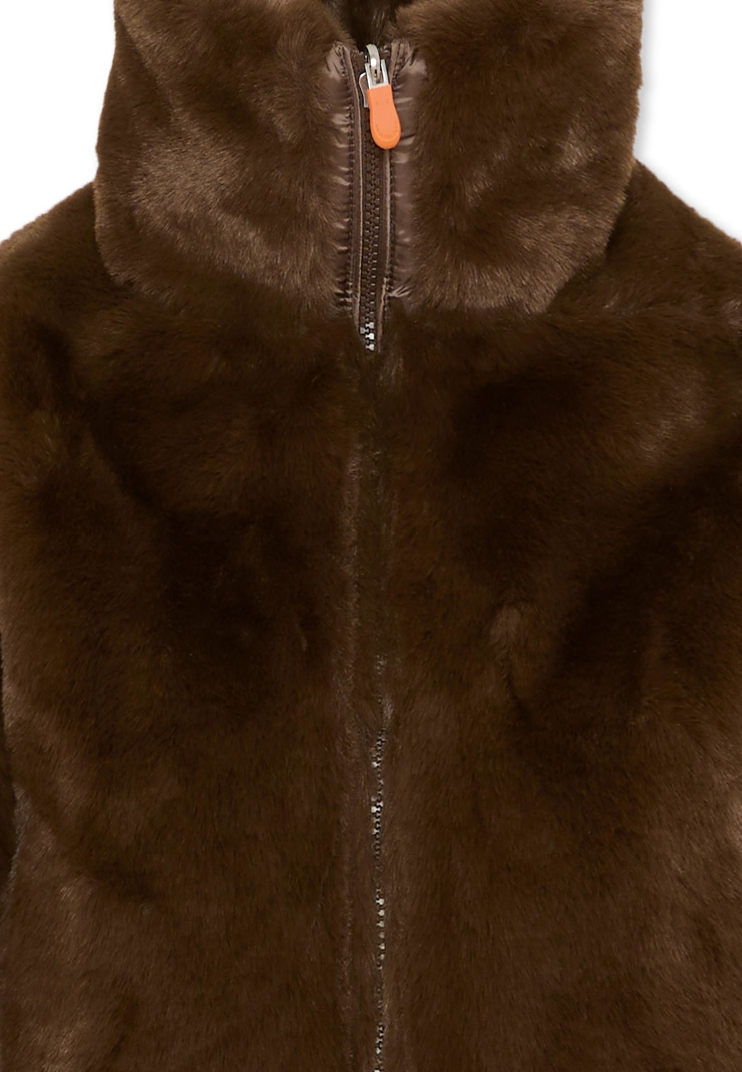 Save The Duck Brown Reversible Faux Fur For Girl In Brown