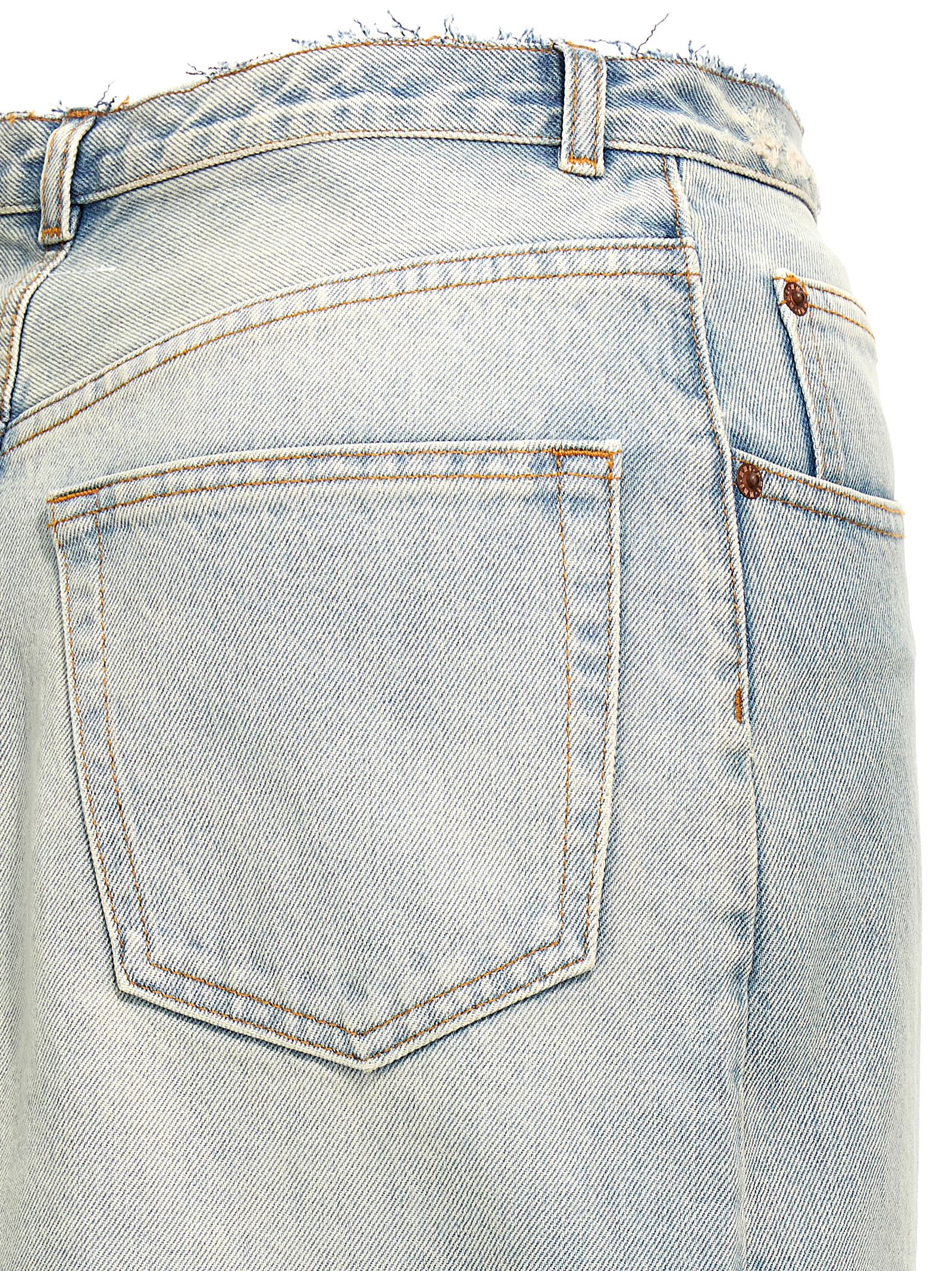 Mm6 Maison Margiela Mm6 By Maison Margiela Long Cotton Denim Skirt With Front In Light Blue