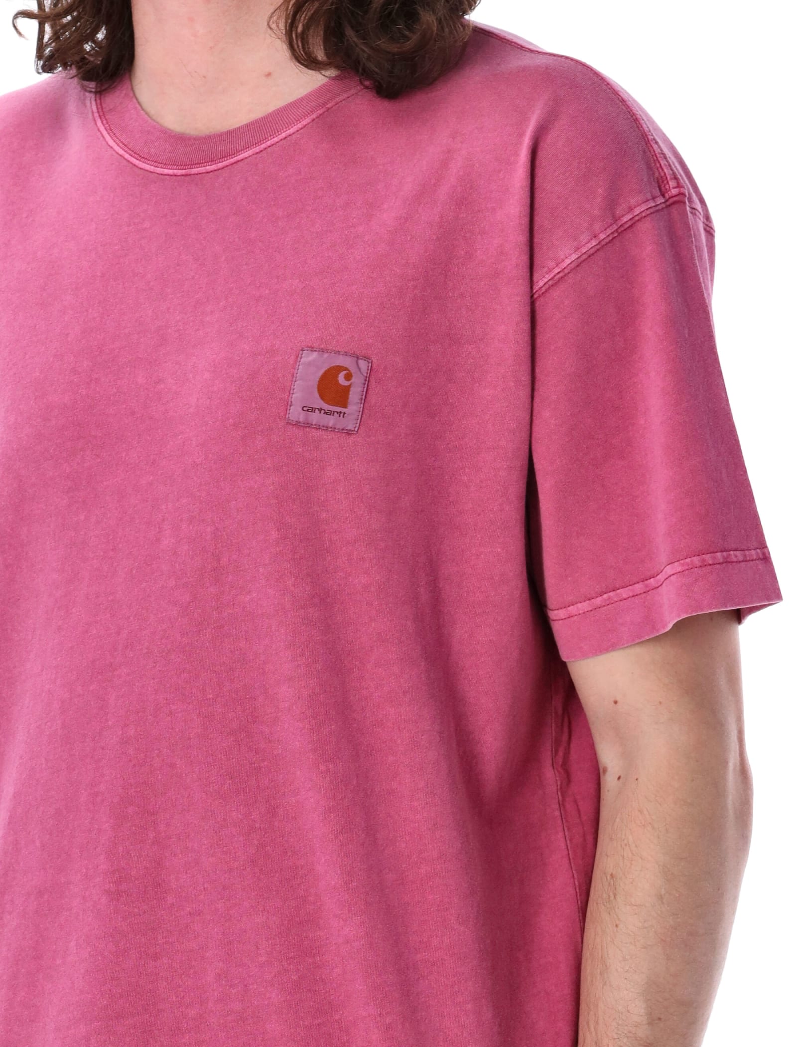 Shop Carhartt S/s Nelson T-shirt In Magenta Garment Dyed