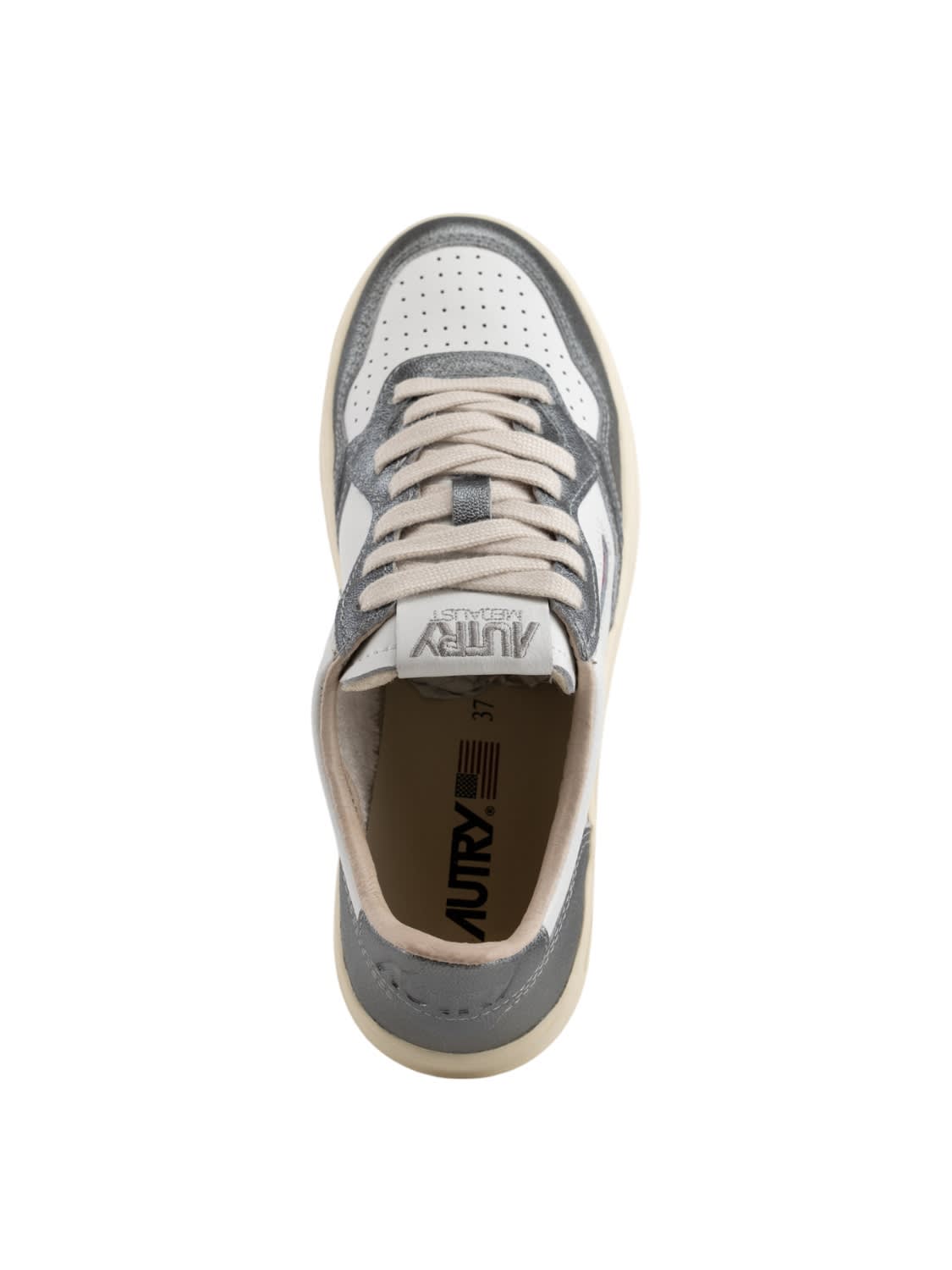 Shop Autry Medalist Low Sneakers In Leat/leat Wht/steel