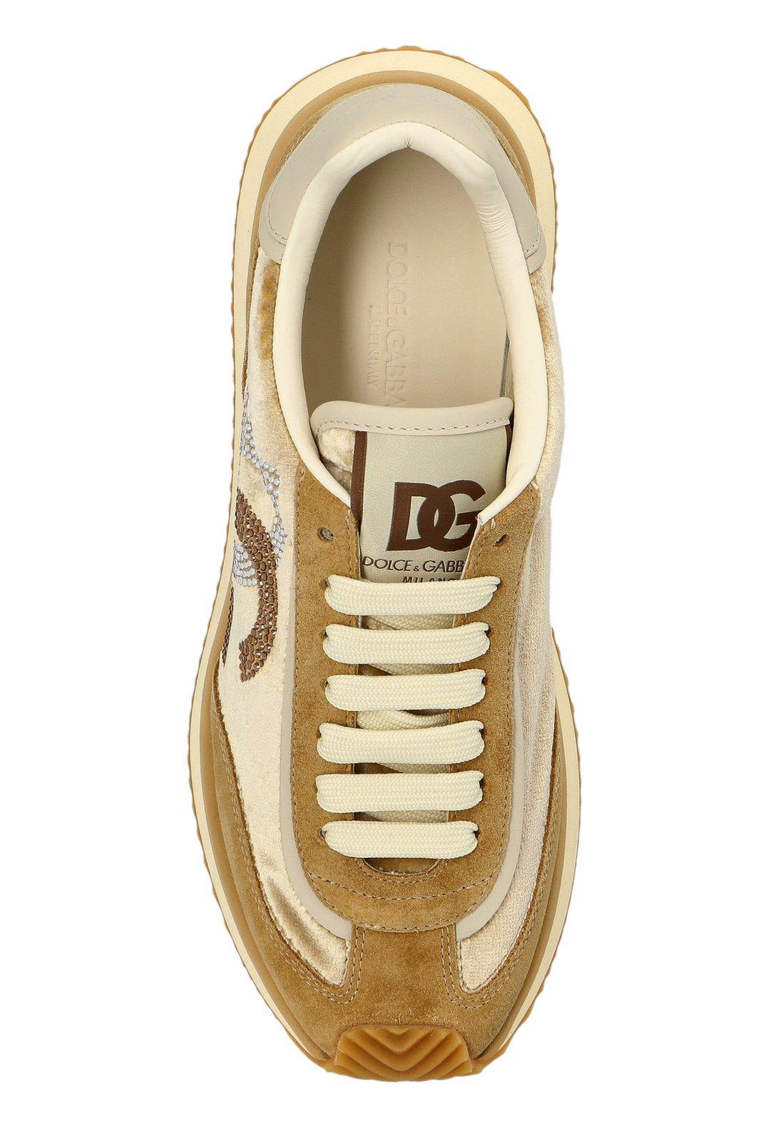 Dolce & Gabbana Low Top Sneakers With Dg Cushion Style In Beige