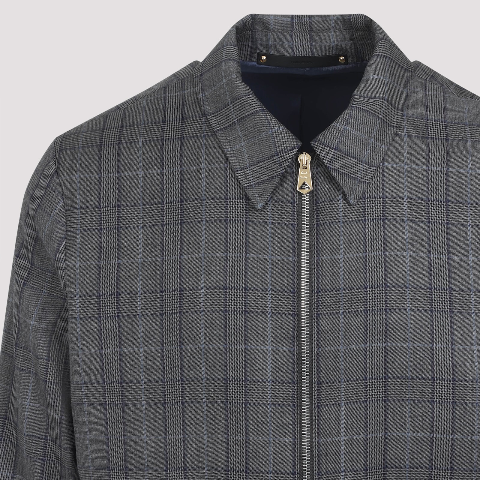 Paul Smith Regular Fit Checkered Wool Jacket In Gray