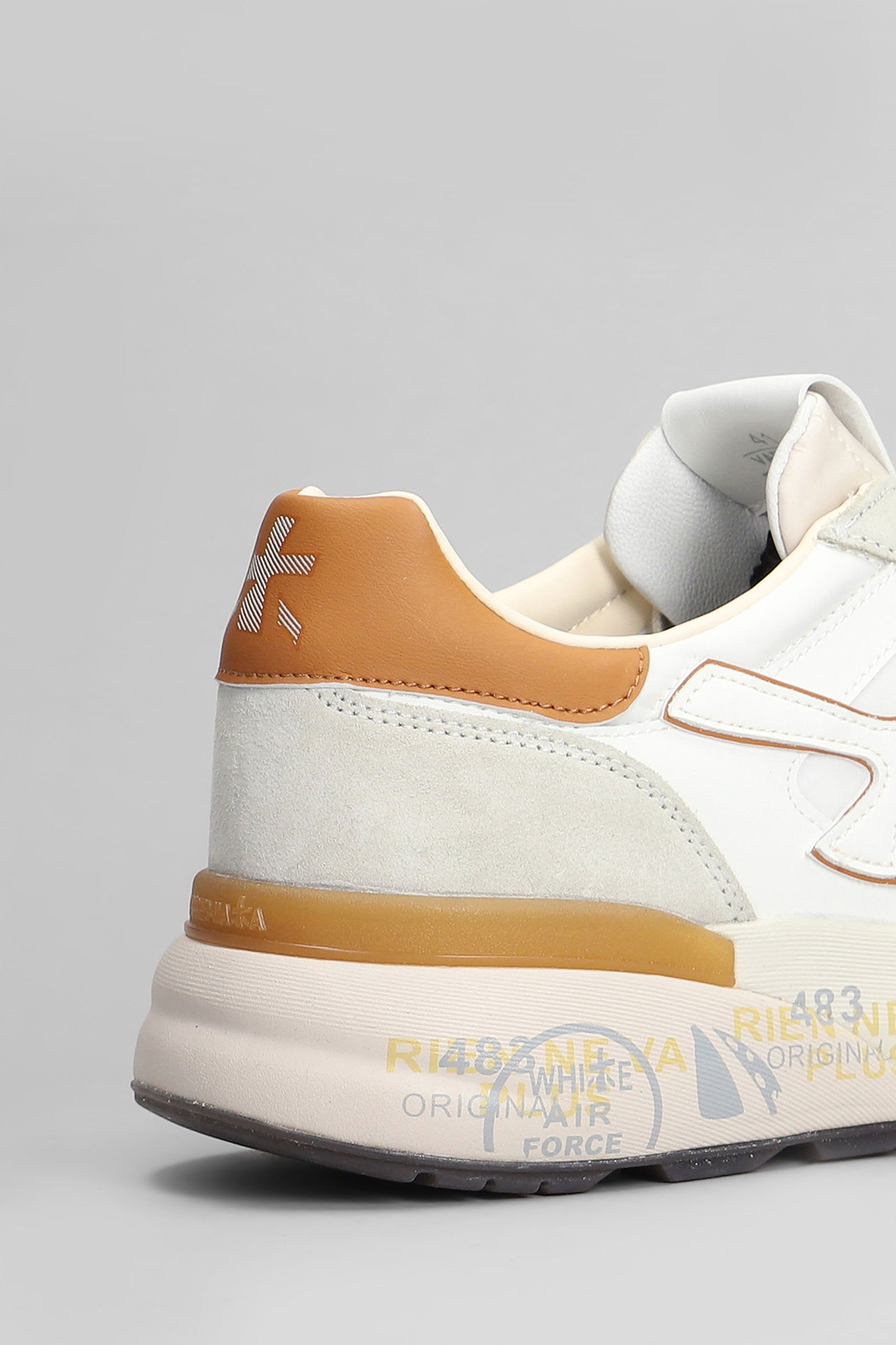 Premiata White Sneaker With Orange Suede Accents In White