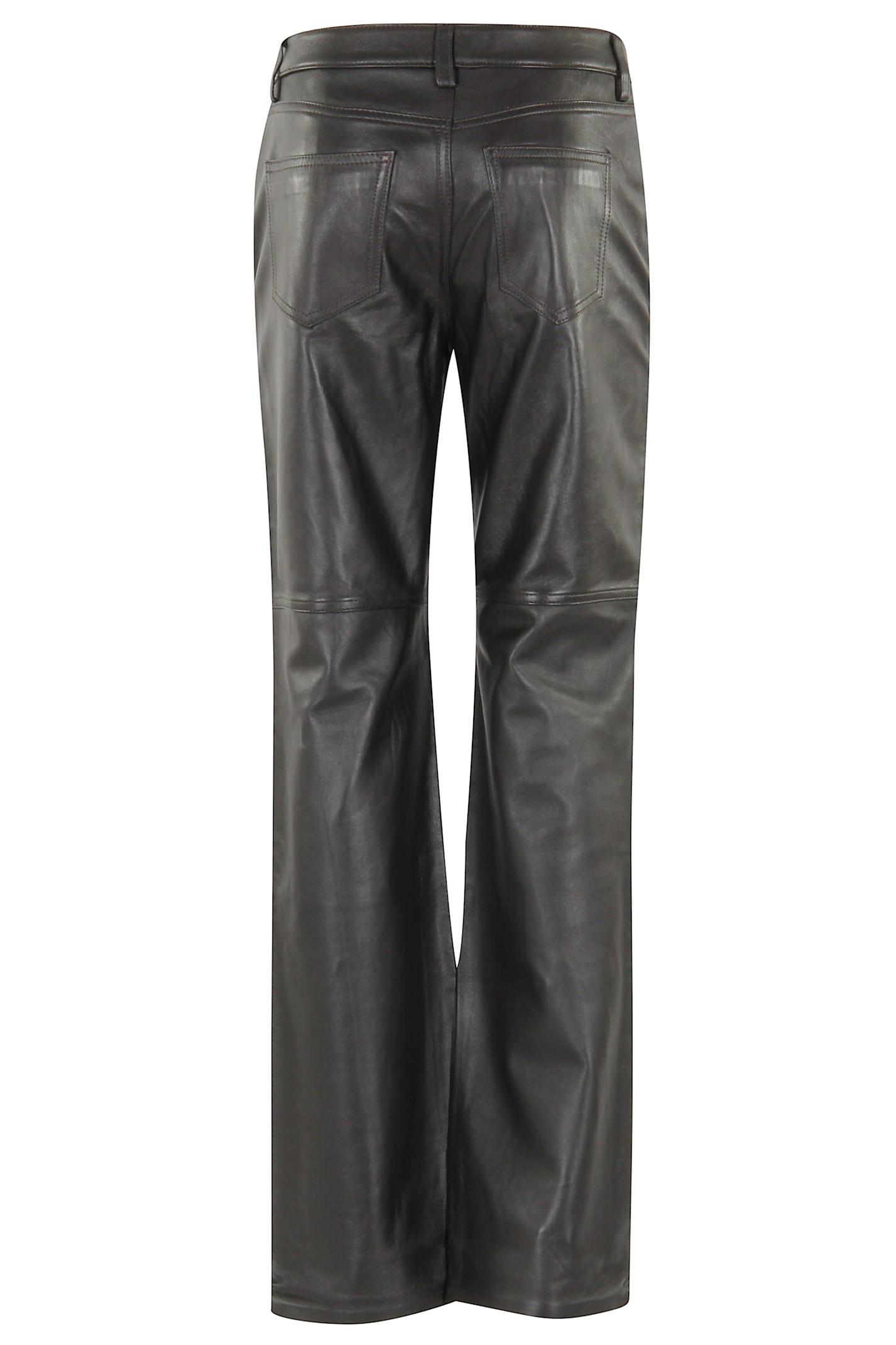 Michael Michael Kors Straight Leg Leather Pant In Black