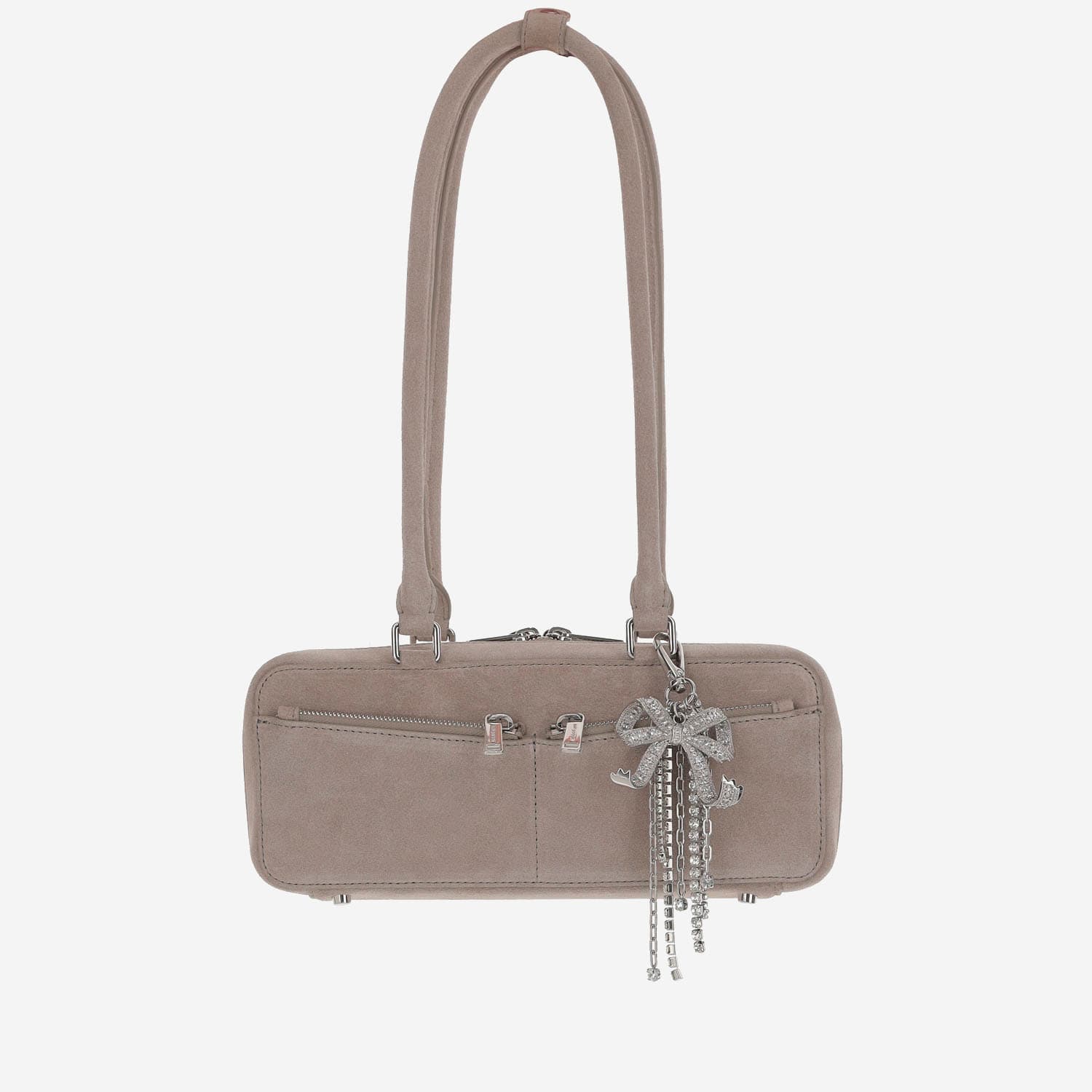 Self-portrait Suede Baguette In Gray