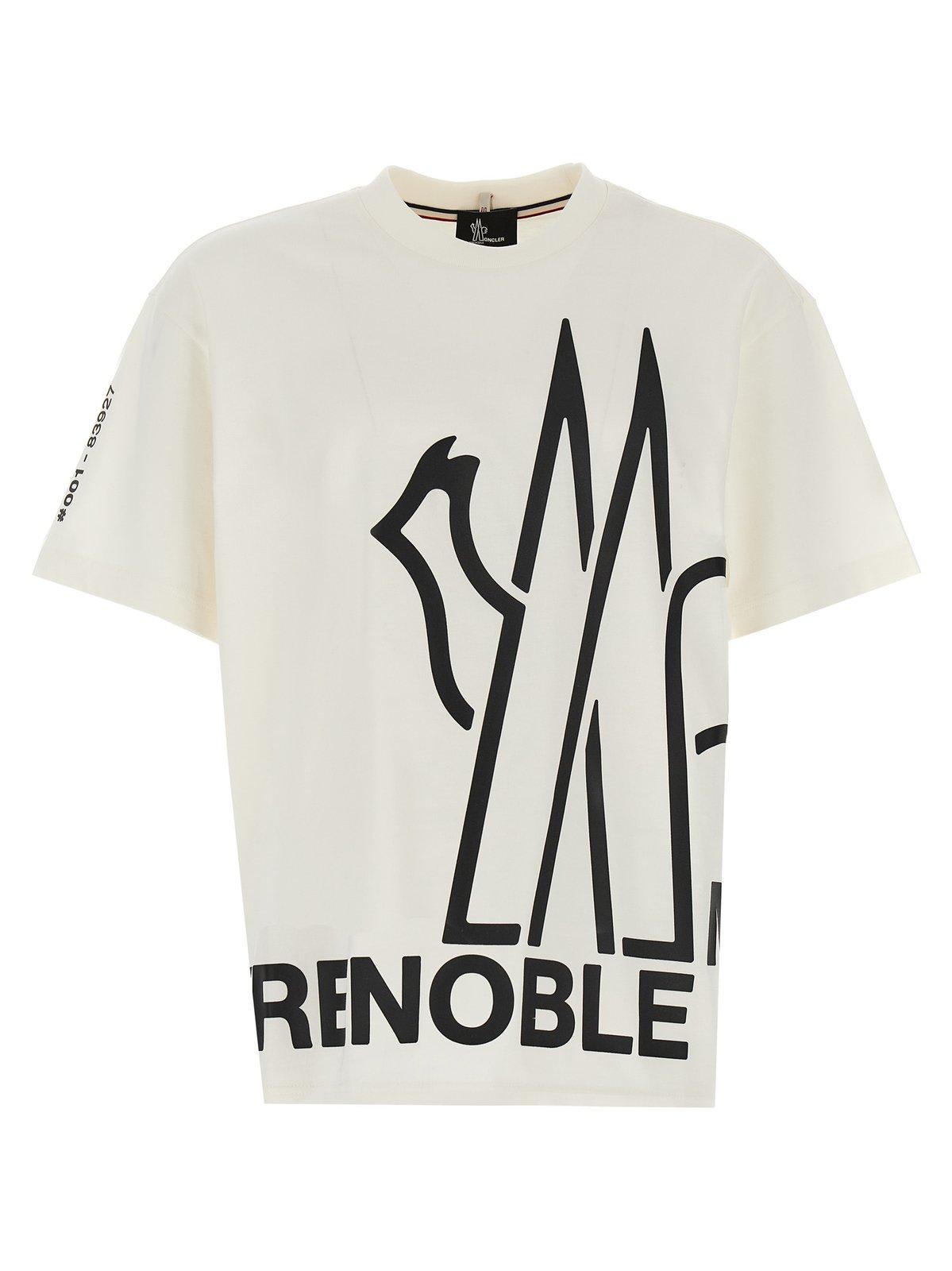 Shop Moncler Logo Printed Crewneck T-shirt In White