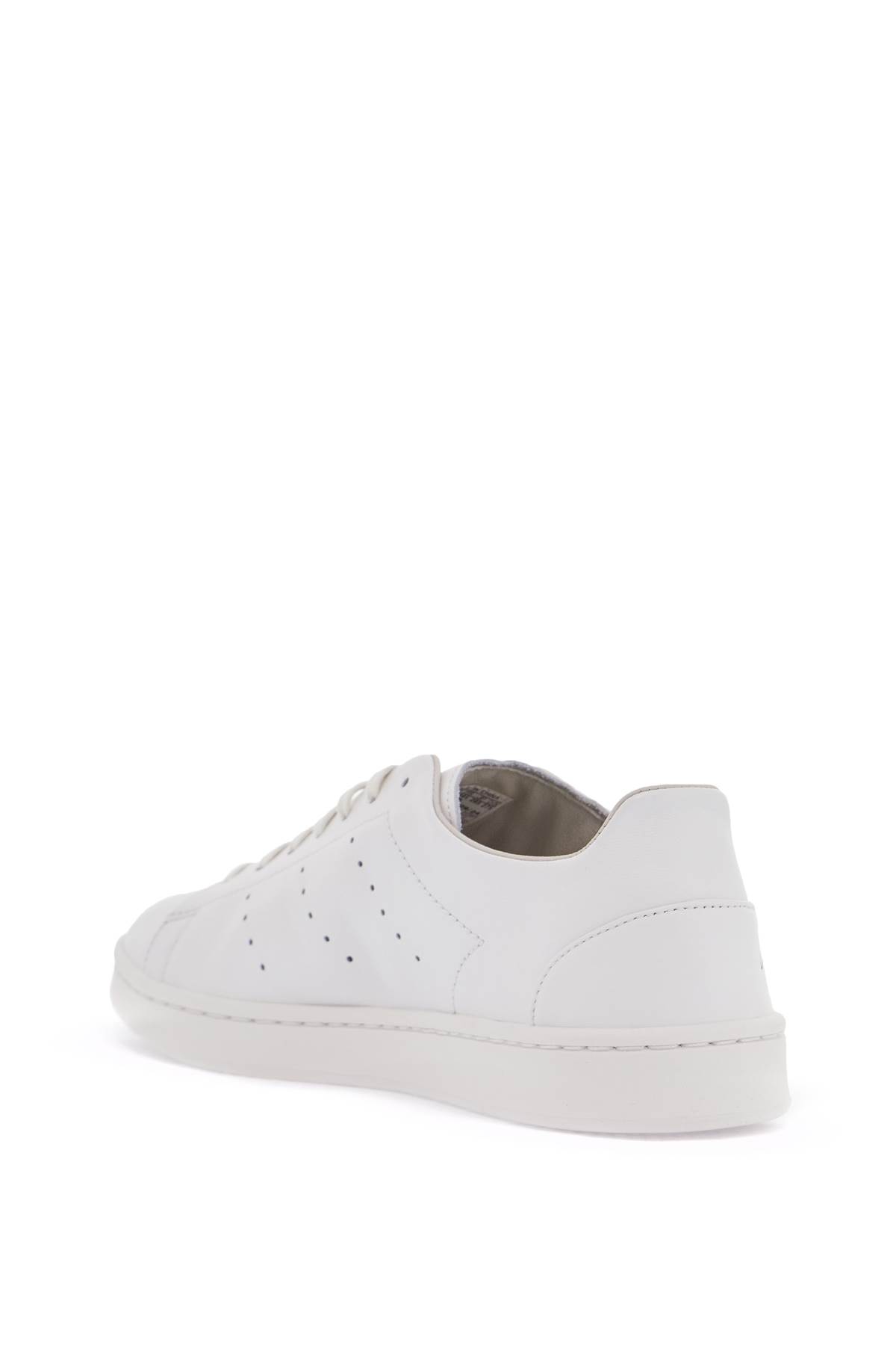 Y-3 White Leather Sneakers With Rounded Toe And Lace-up Closure In White