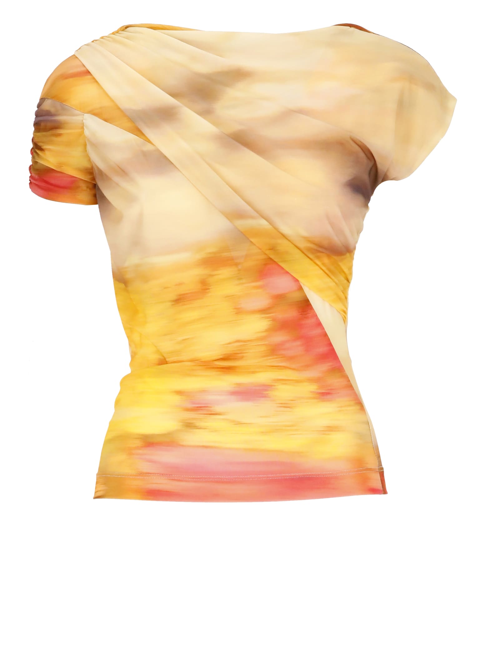 Pinko Asymmetric Crop Top With Landscape Print