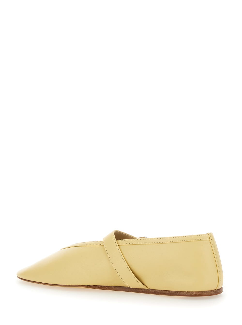 Shop Le Monde Beryl Stella Yellow Ballerinas With With Buckle Strap In Leather Woman In Beige