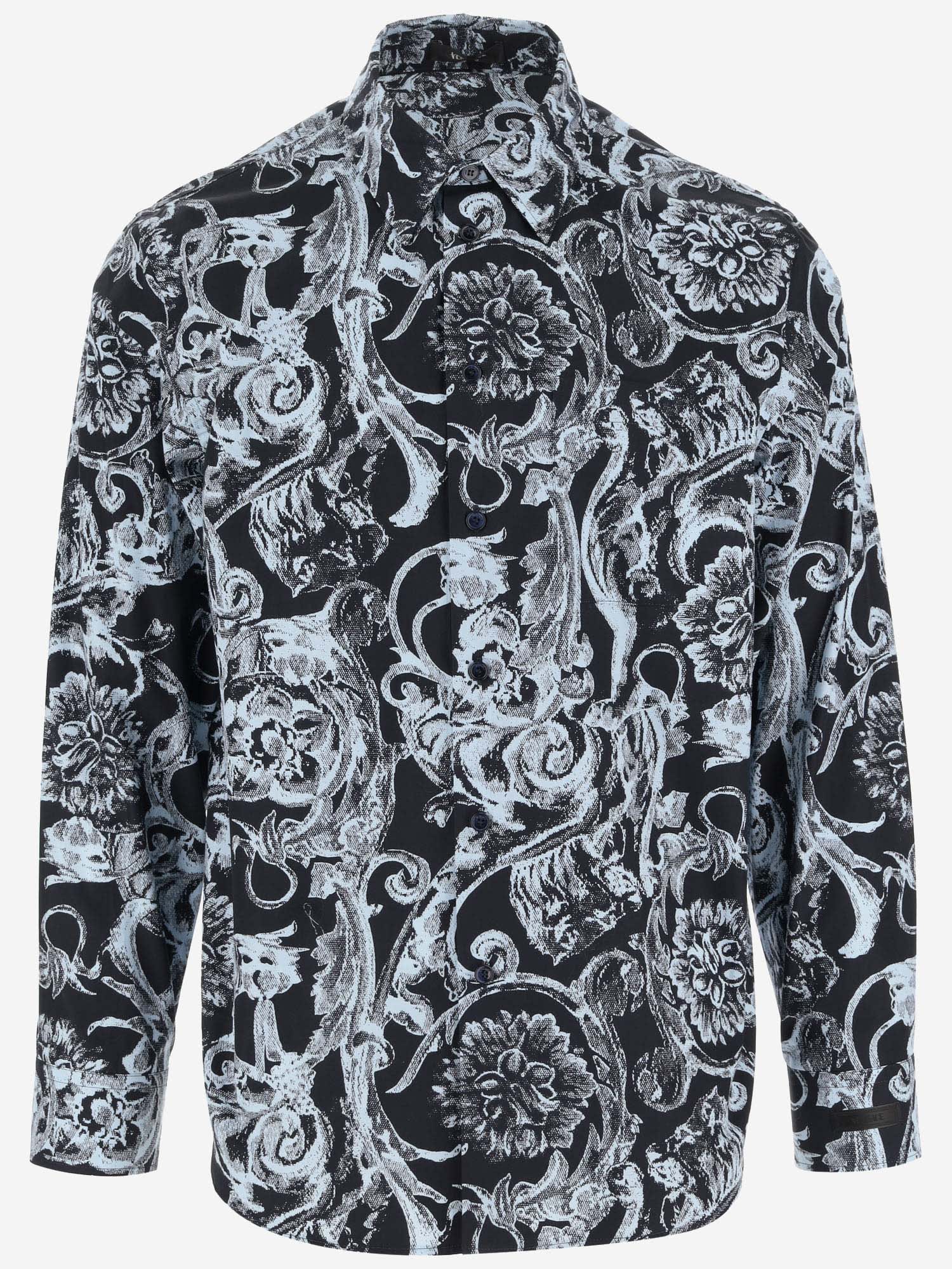 Versace Cotton Shirt With Baroque Print