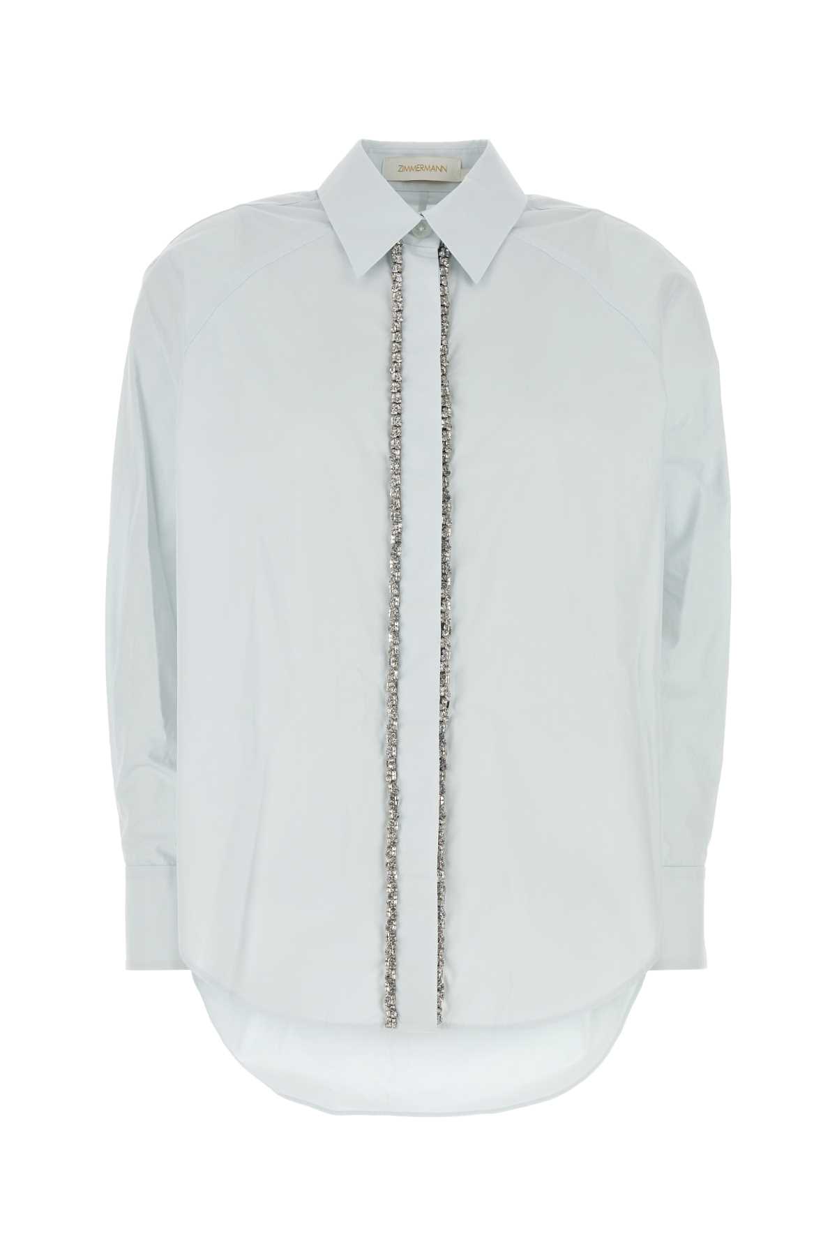 Shop Zimmermann Pastel Light-blue Poplin Illustration Shirt In Mint