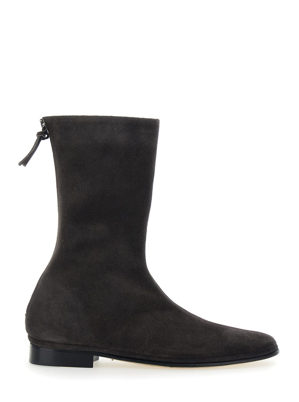 Alberta Ferretti Brown Ankle Boots With Zip On The Back In Suede Woman In Brown