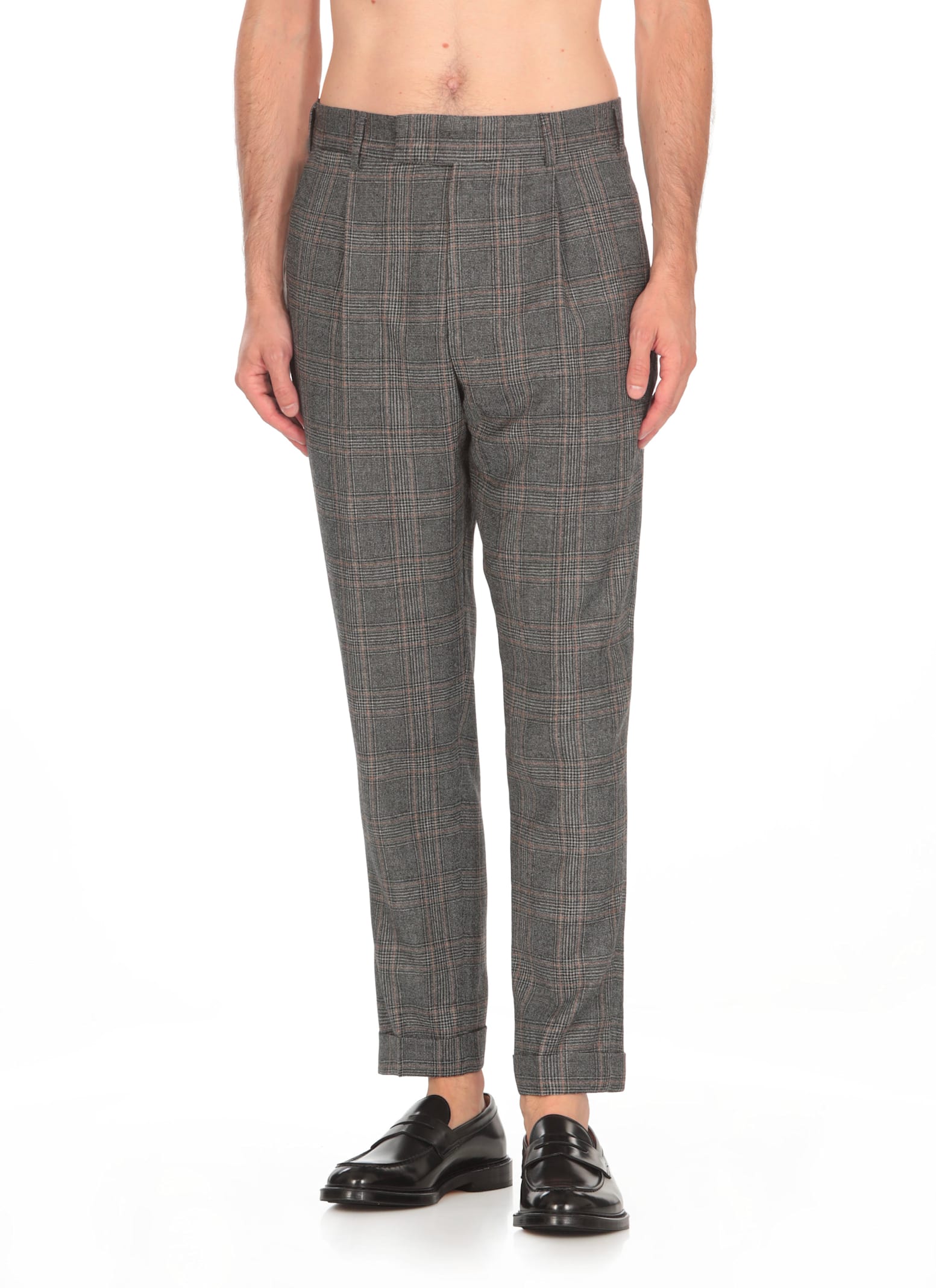 Shop Pt Torino Virgin Wool Trousers In Grey