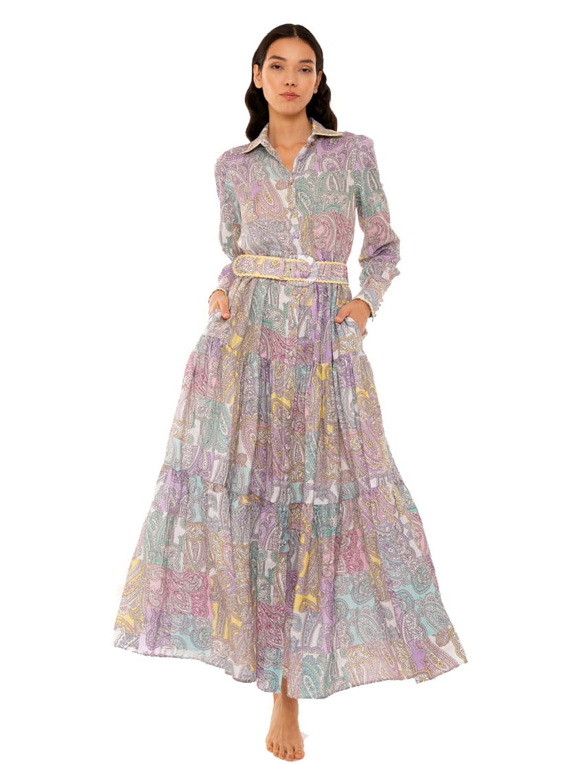 Photo of  MC2 Saint Barth Paisley Linen Long Dress- shop MC2 Saint Barth Dresses, Maxi Dresses online sales
