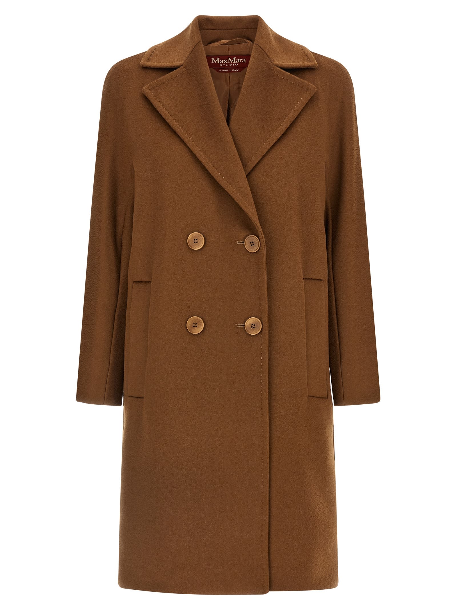 Max Mara Agenda Double-breasted Coat In Brown