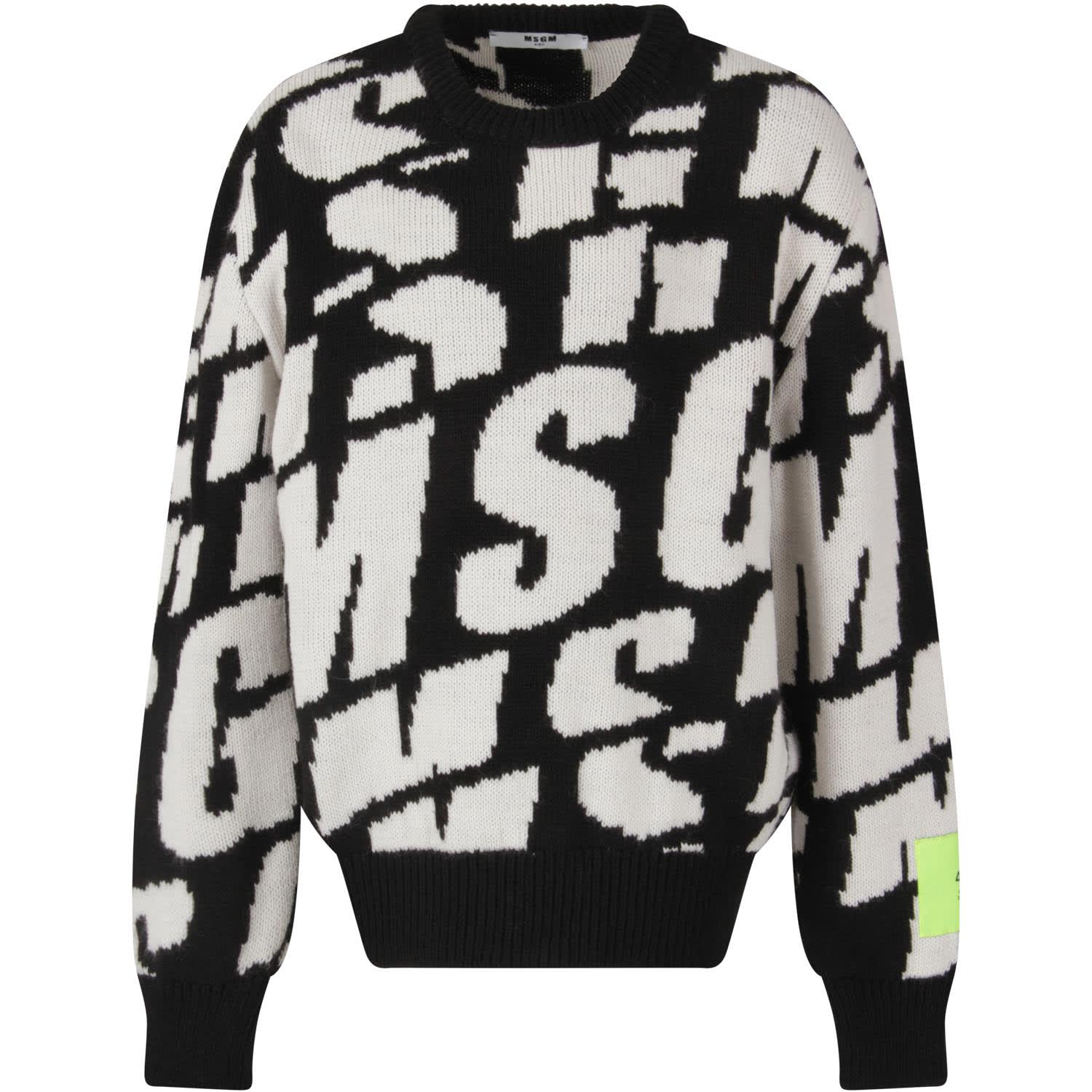 MSGM Black Sweater For Kids With Logos