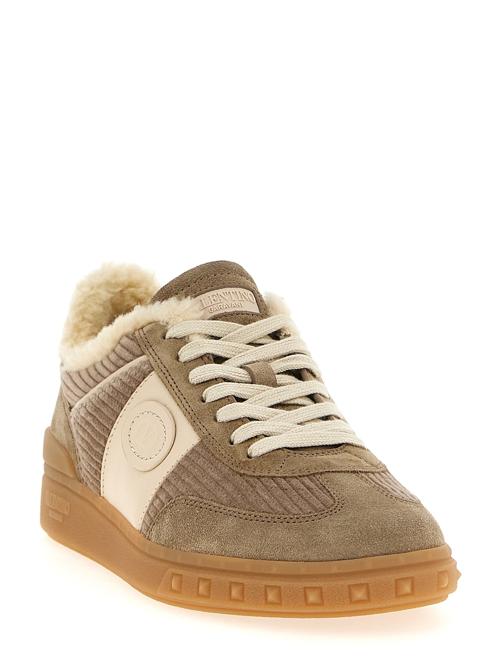 Valentino Suede High-top Sneakers Rubber Sole In Brown