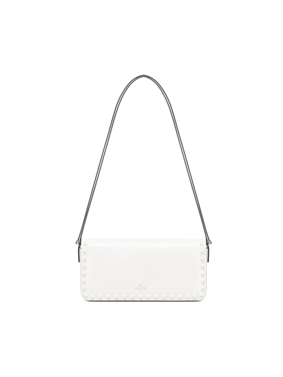 VALENTINO GARAVANI IVORY LEATHER ROCKSTUD SHOULDER BAG