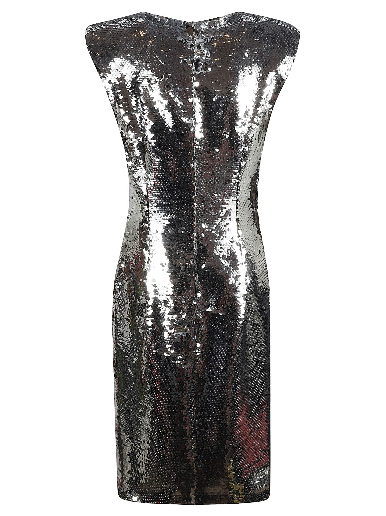 Genny Sequin-coated Sleeveless Dress In Silver