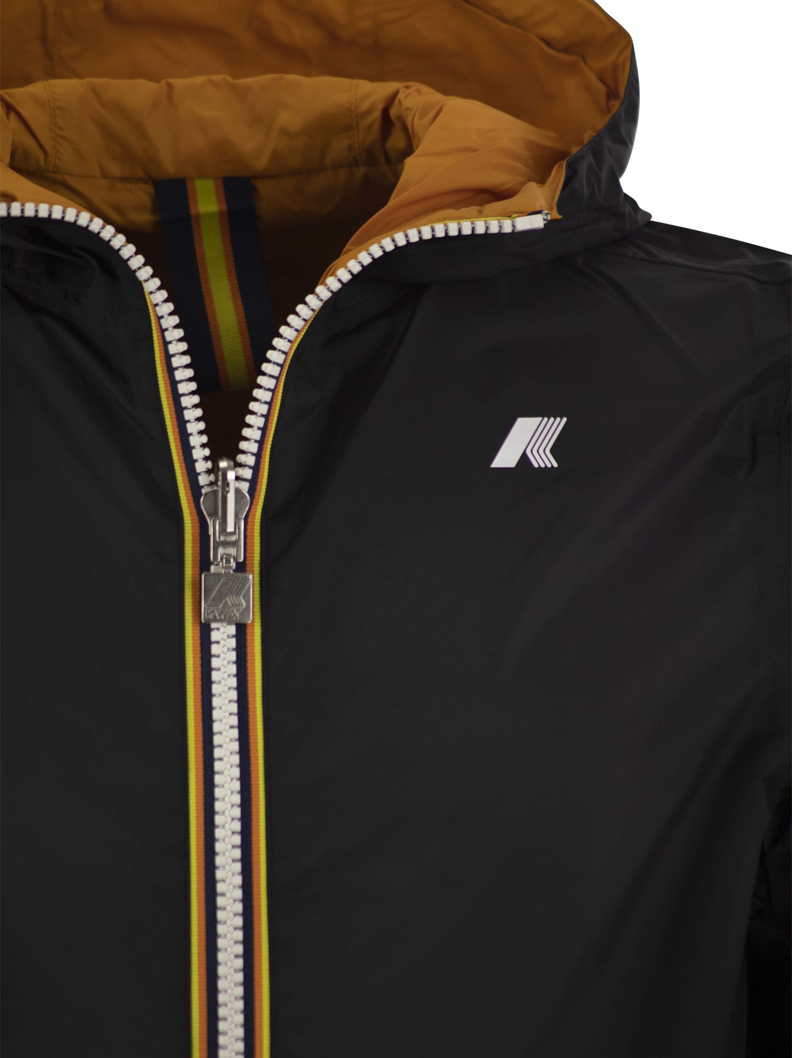Shop K-way Jake Plus - Reversible Hooded Jacket In Black/orange