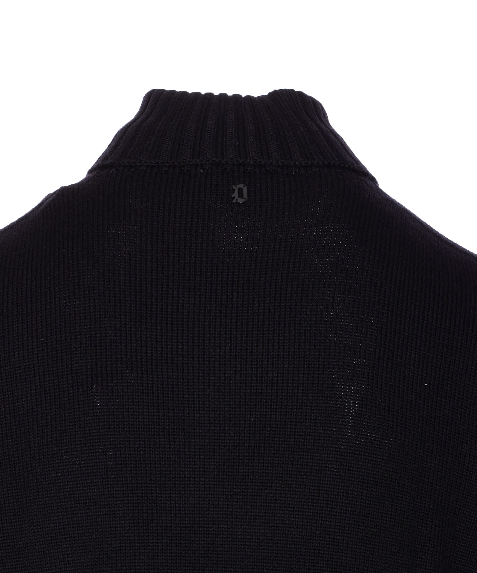 Dondup High Neck Ribbed Turtleneck Sweater In Black