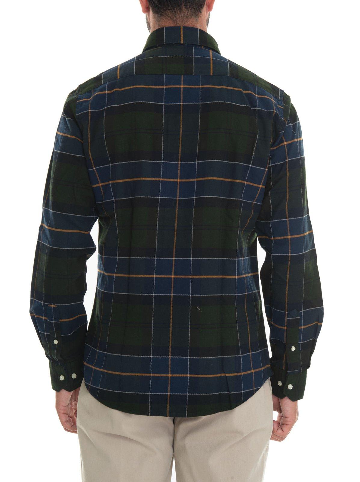 Shop Barbour Check Pattern Buttoned Shirt In Forest