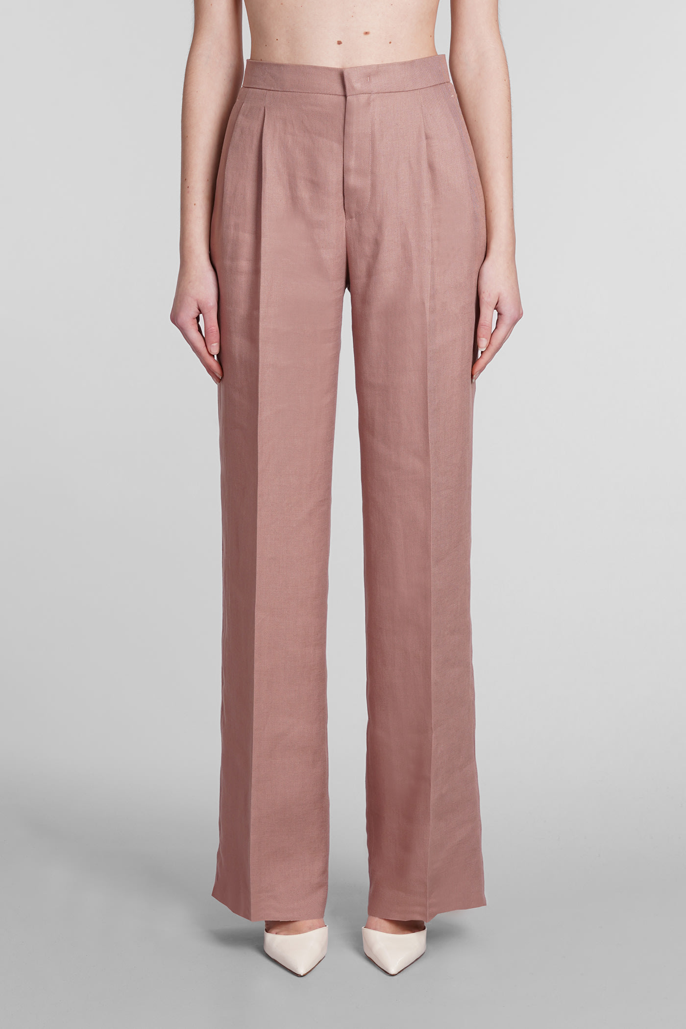 Shop Tagliatore P-amira Pants In Rose-pink Linen