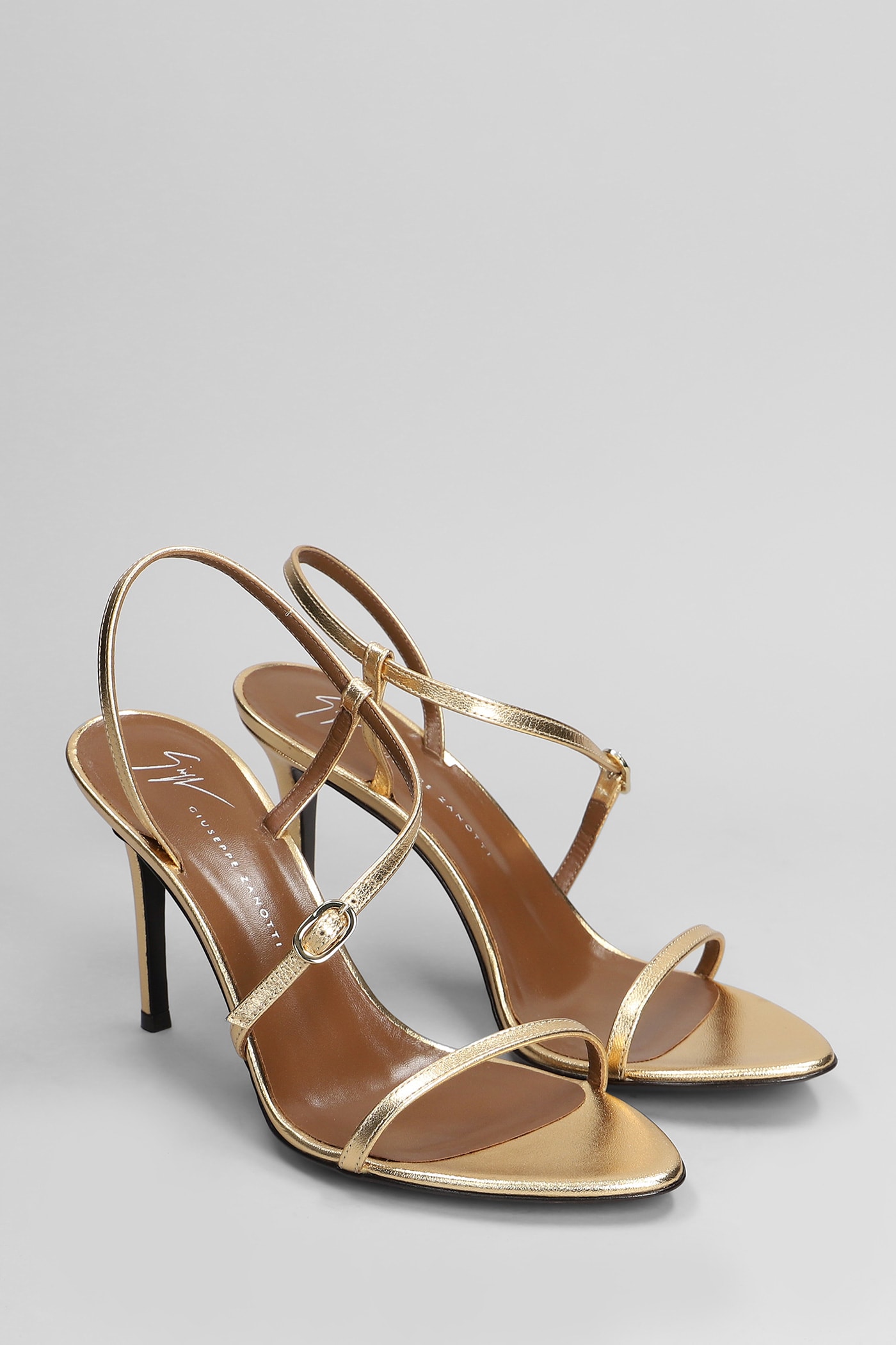 Giuseppe Zanotti Audrinette 90 Sandals In Gold Leather In Gold