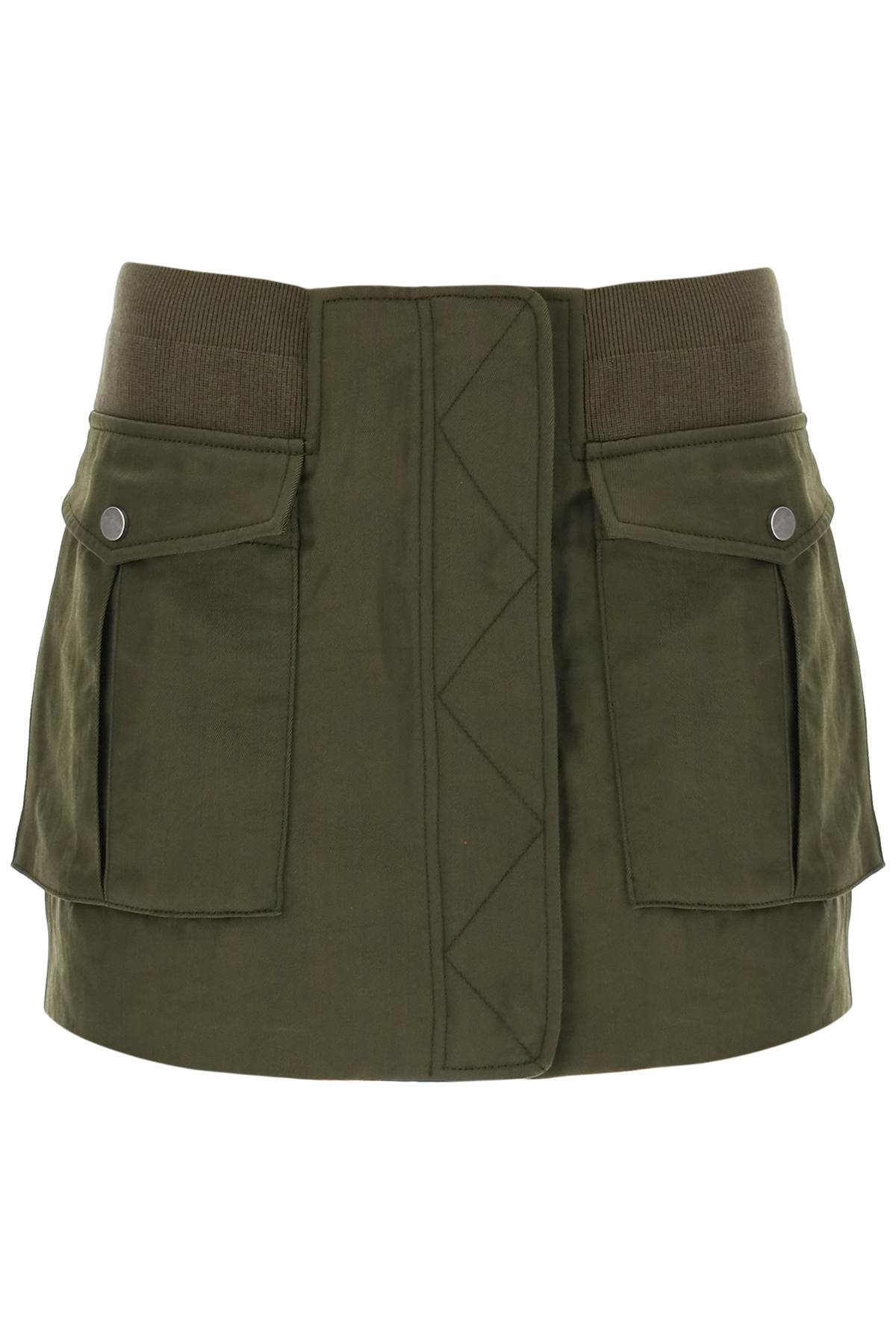 Shop Dion Lee Twill Bomber Mini Skirt In Military Green (khaki)