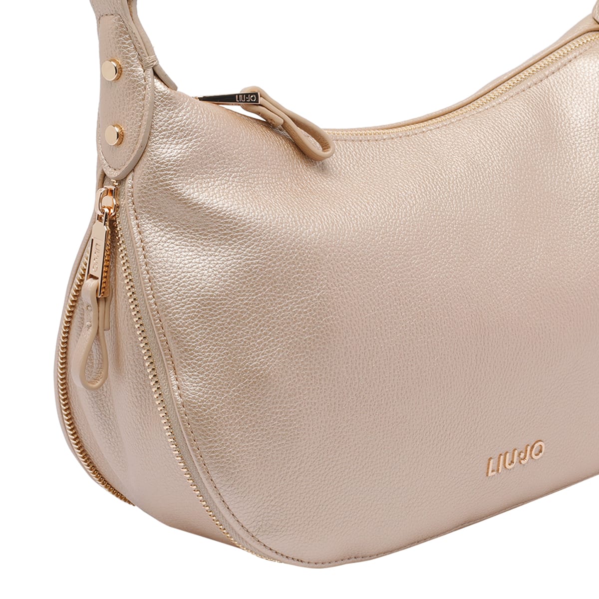 Liu •jo Medium Logo Hobo Bag In Gold