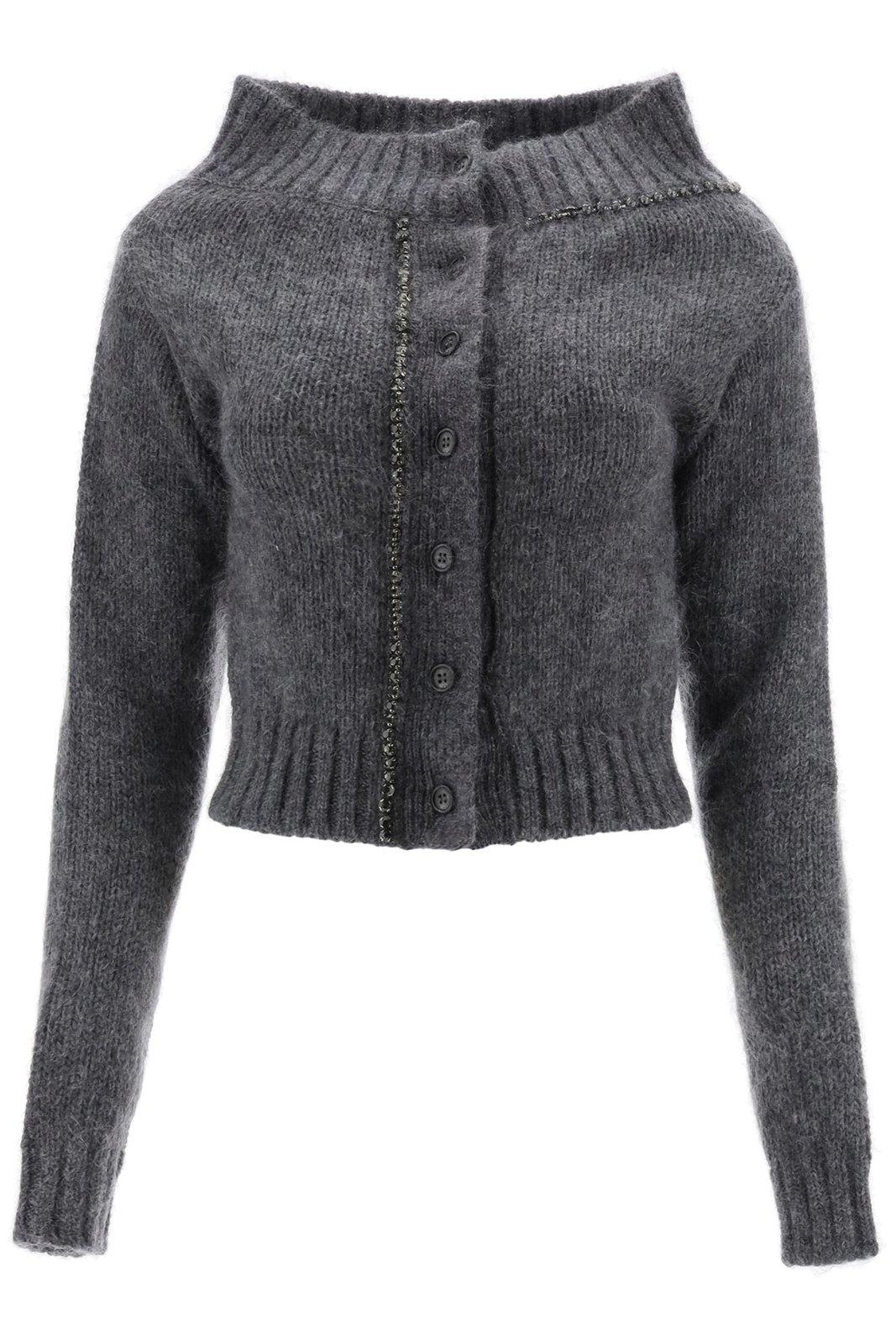 Embellished Ribbed Knit Cardigan