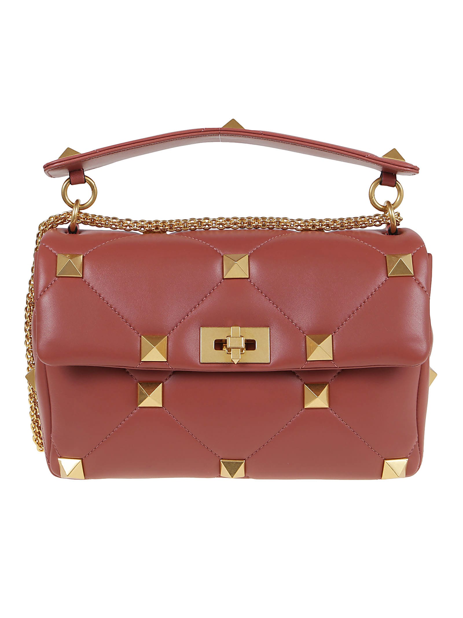 NWT Valentino Roman Stud Large Shoulder Bag in Gingerbread