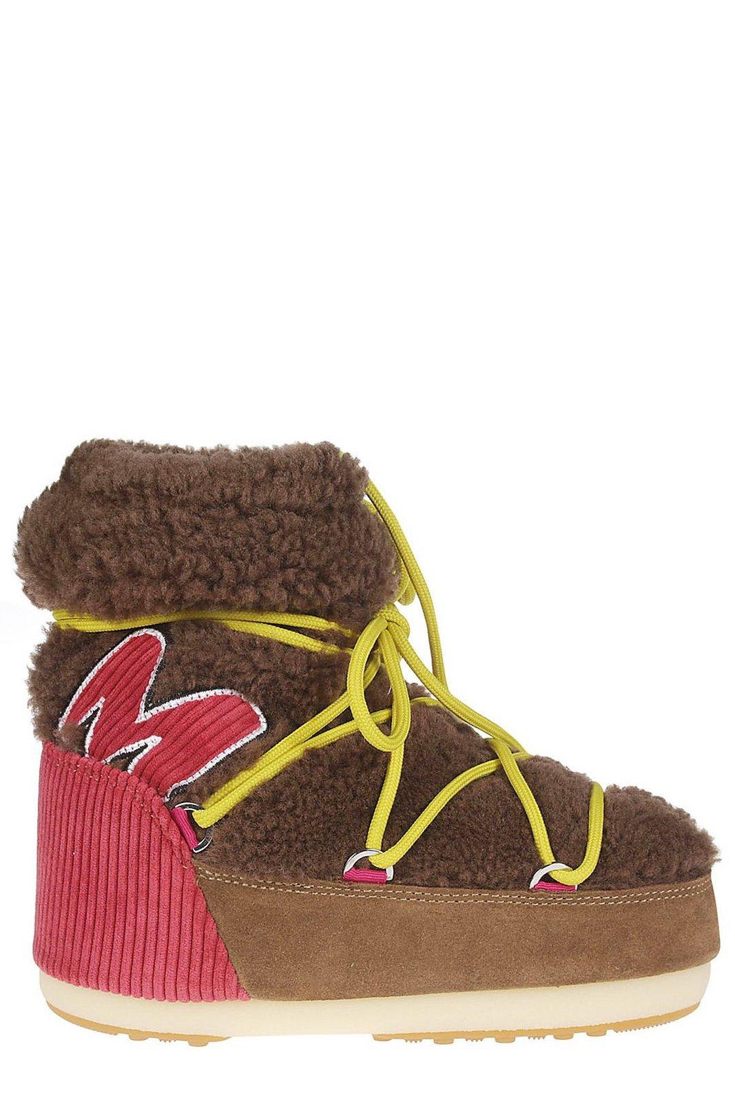 Shop Moon Boot Round Toe Lace-up Boots In Marrone