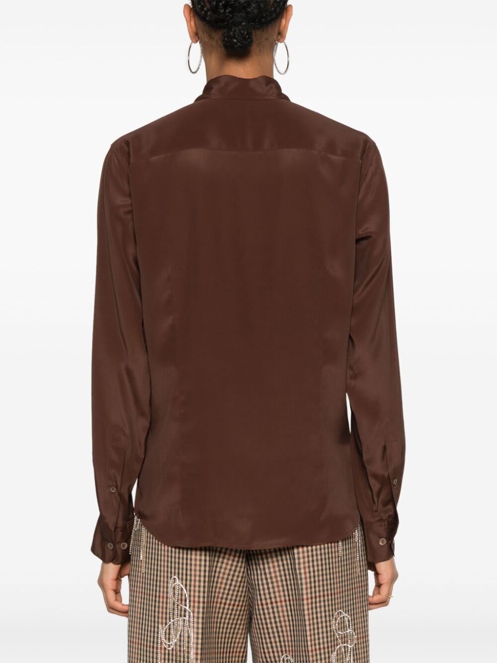 Shop Dries Van Noten Camicia In Crepe In Brown