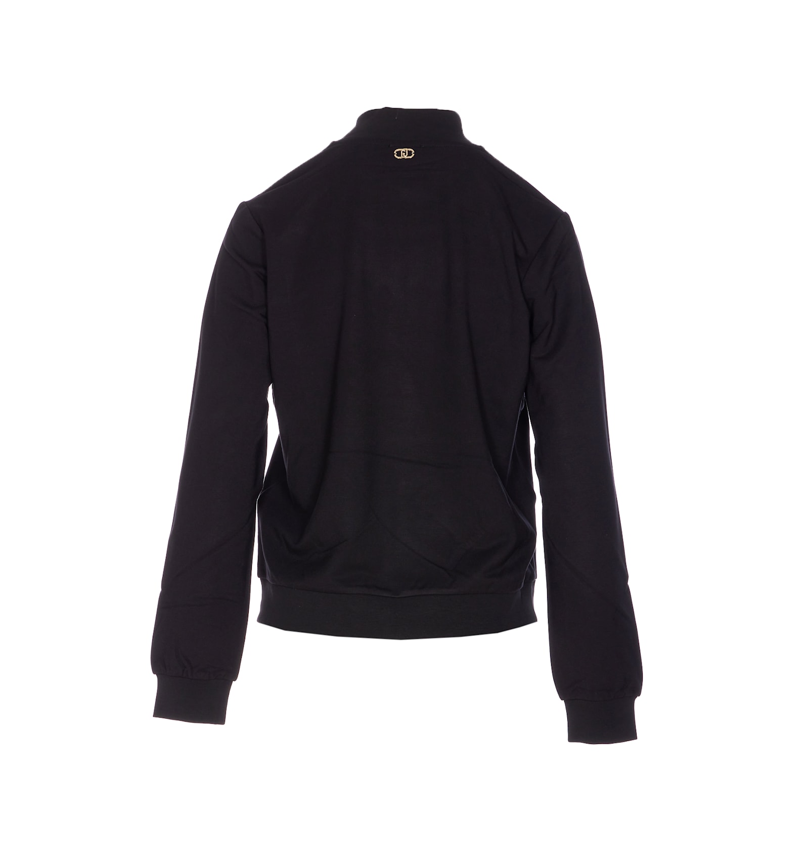 Liu •jo High Collar Black Sweatshirt With Pearl Embellishments In Black