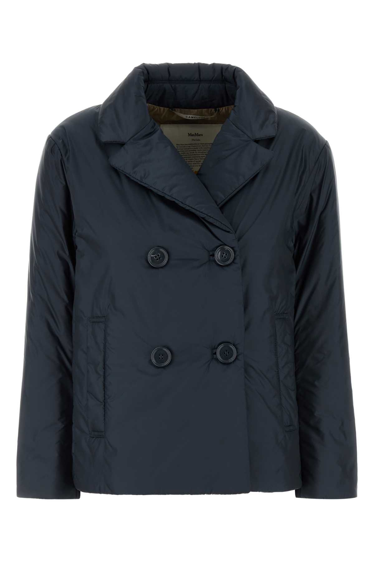 Midnight Blue Polyester Camelia Padded Jacke