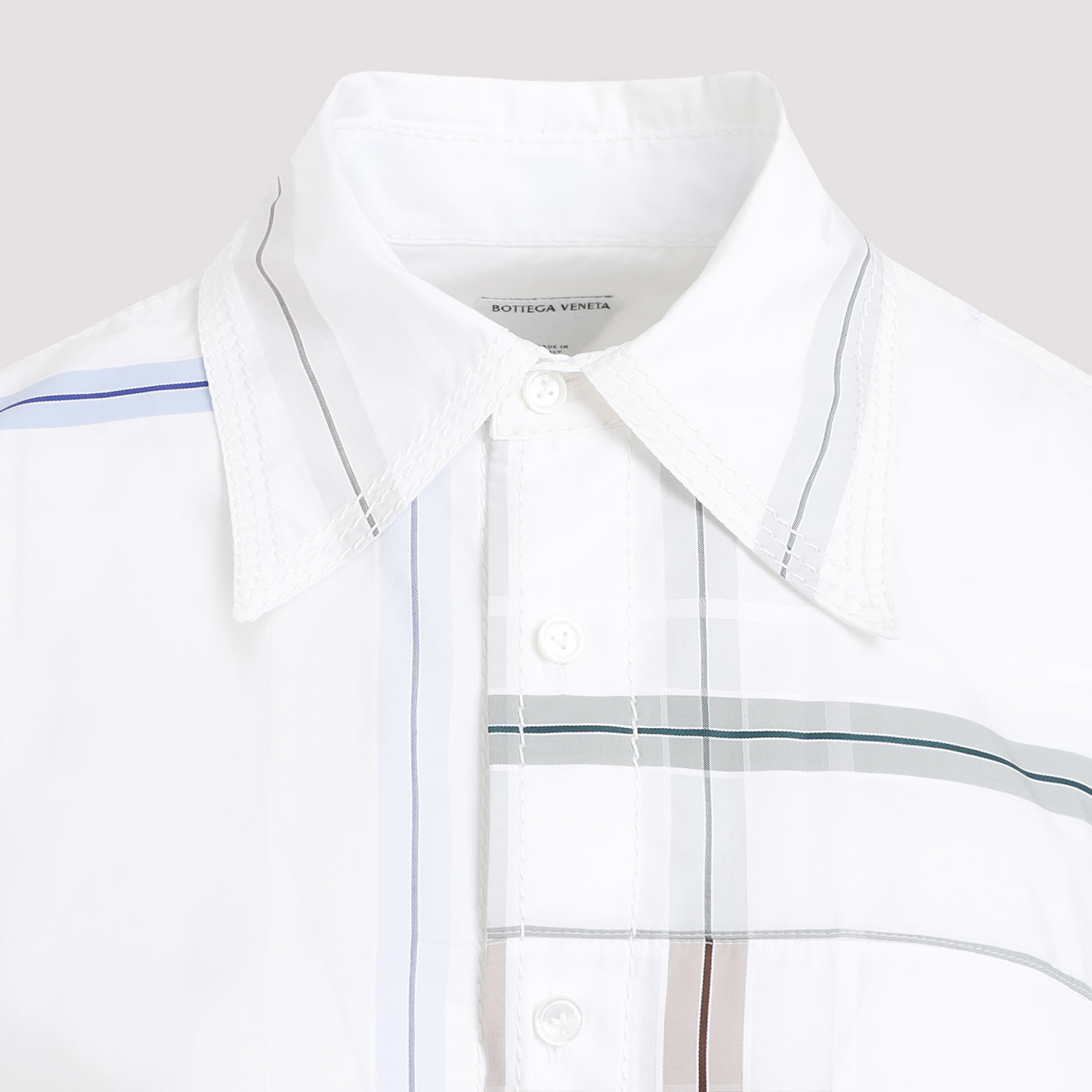 Shop Bottega Veneta Check Shirt In White Blue Green