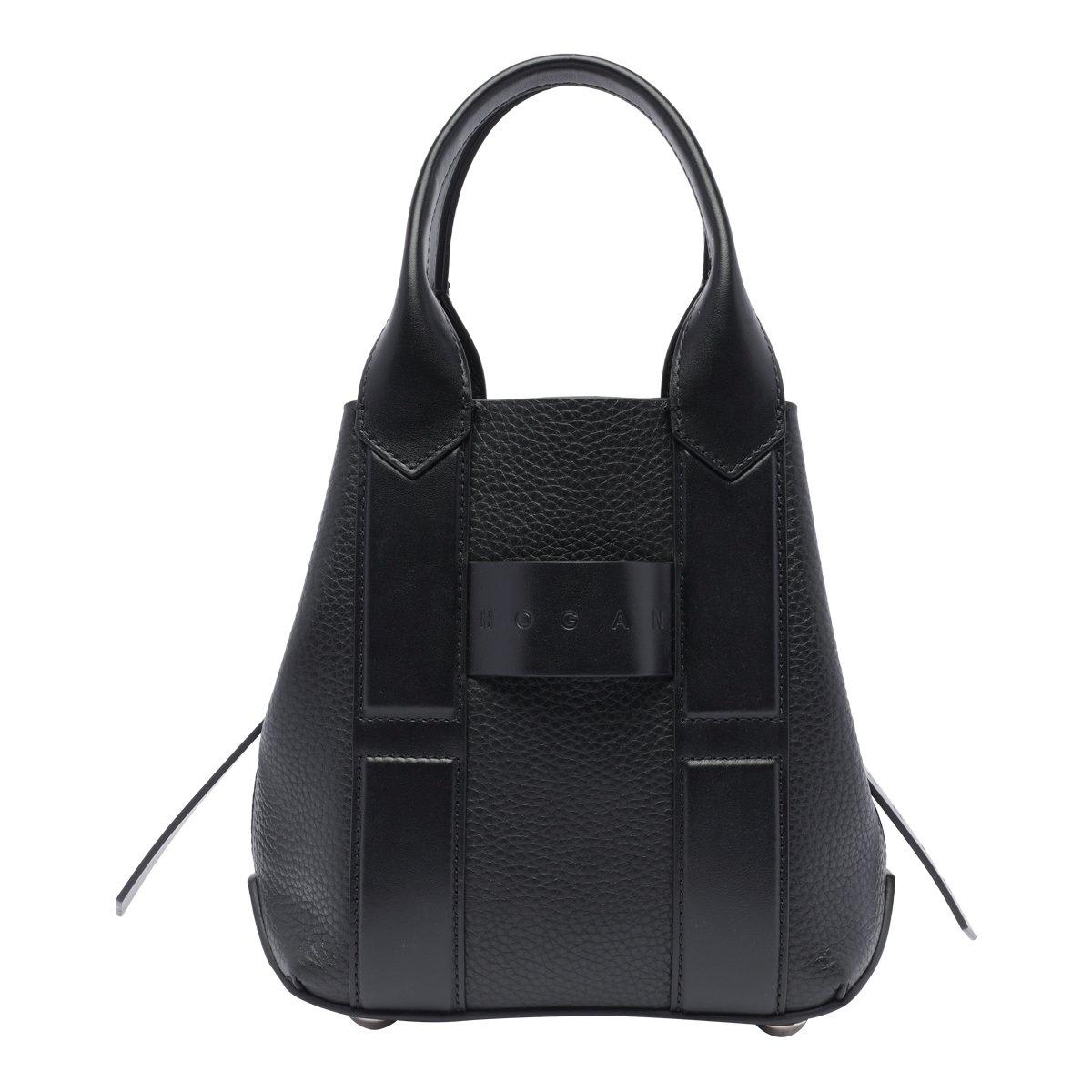 Shop Hogan Script Small Shopping Bag In Black