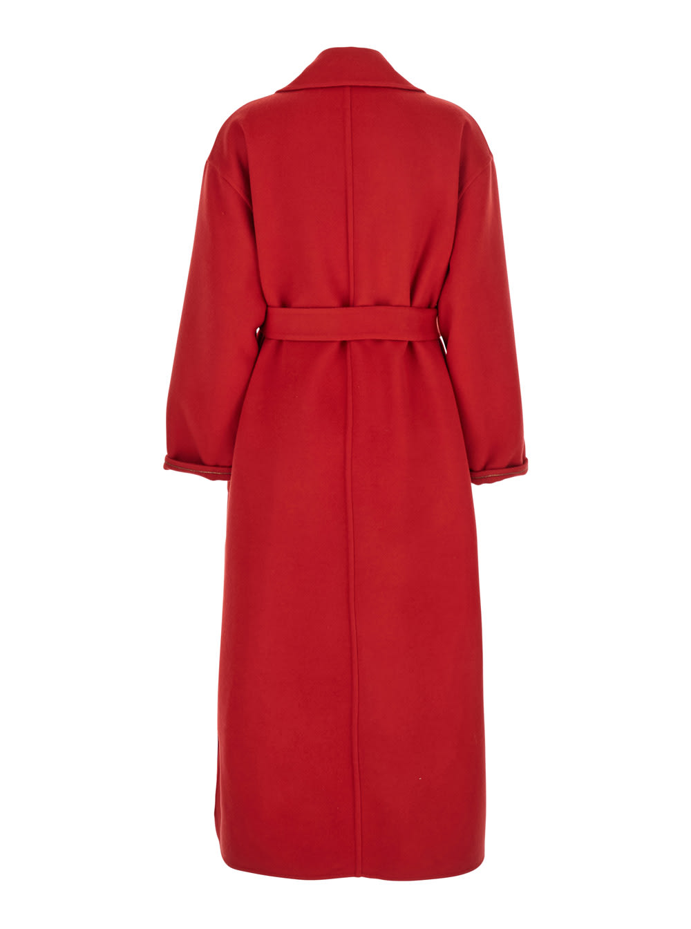 Fabiana Filippi Red Coat With Wide Notched Revers In Virgin Wool Woman In Red