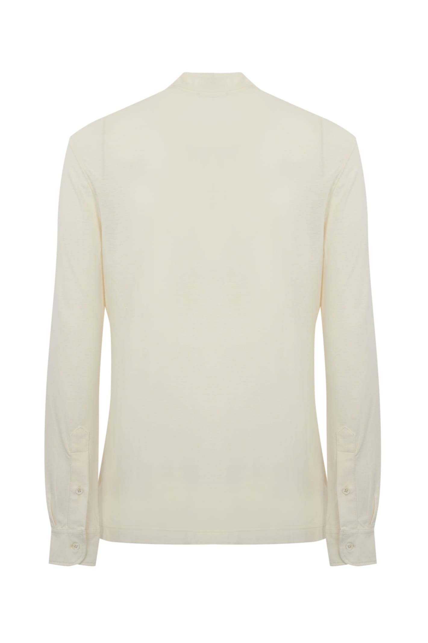 Kired Long-sleeved Cotton Polo In Bianco Latte