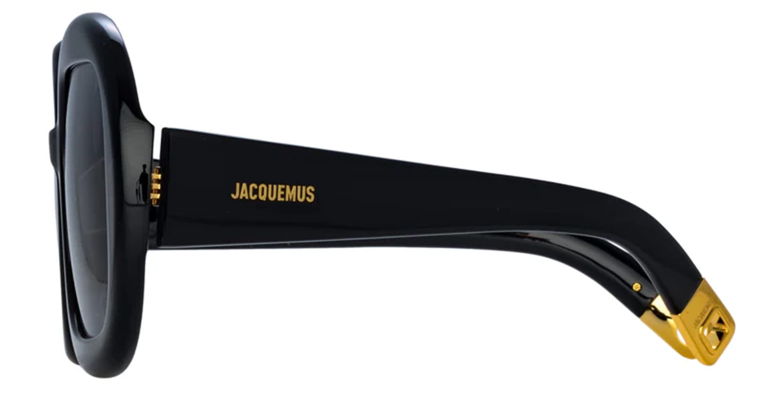 Shop Jacquemus Carre Rond - Black Sunglasses In C1