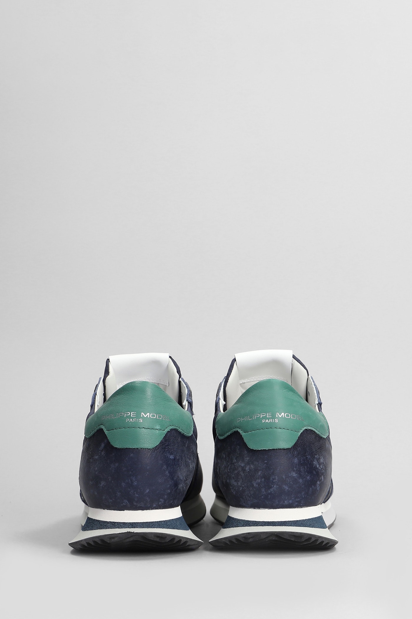 Shop Philippe Model Trpx Low Sneakers In Blue Leather And Fabric