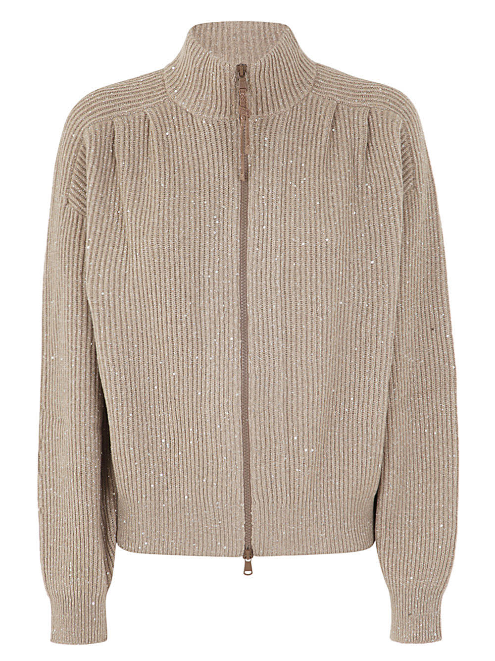Brunello Cucinelli Zipped Cardigan In Walnut
