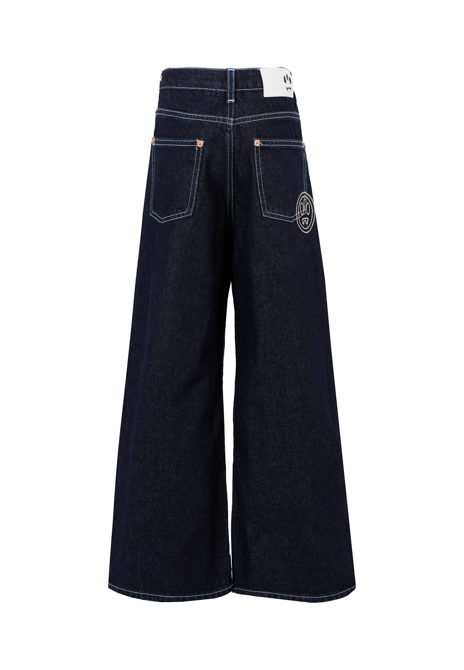 Barrow Contrast-stitch Wide-leg Jeans In Blue