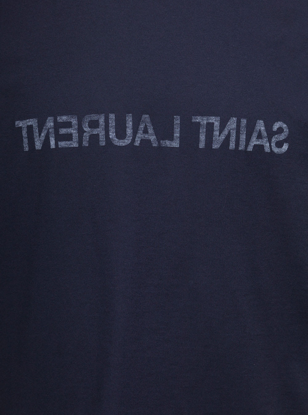 Shop Saint Laurent Blue Crewneck T-shrt With Logo Print In Cotton Man