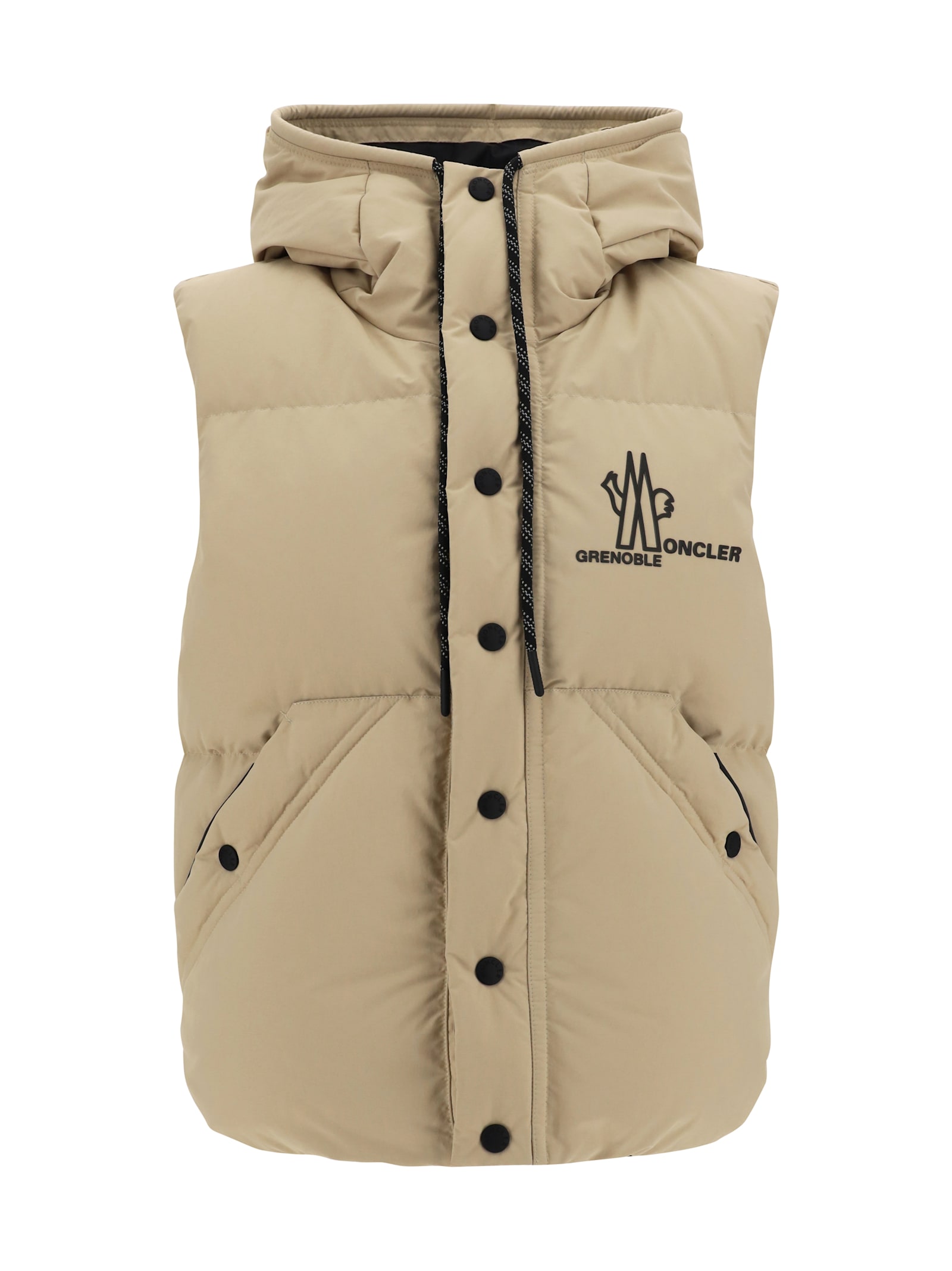 Shop Moncler Baldy Down Vest In Medium Beige