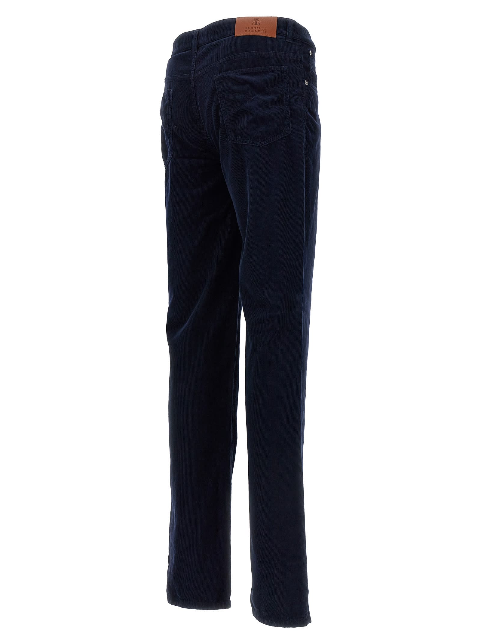 Shop Brunello Cucinelli Corduroy Pants In Blue